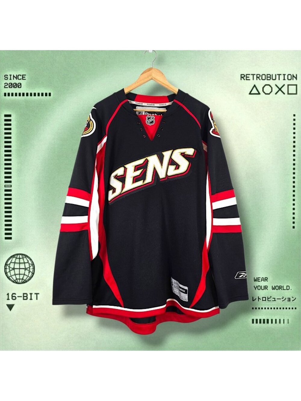 Vintage Ottawa Senators Reebok NHL Jersey Black Size L